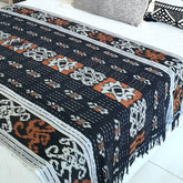 Multi-Color Woven Cotton Throw with Geometric Pattern and Fringe | 125×200cm